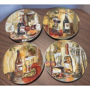 Sakura Classico Stoneware Salad/Dessert Plates Set Of 4 Wine Motif 8 Inch